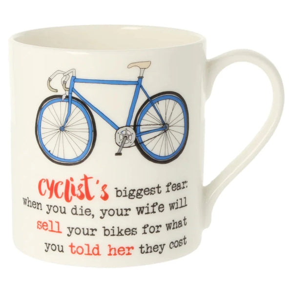 'Cyclists biggest fear' by Dandelion Designs Bone China Mug.