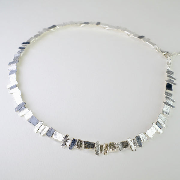Satin and Oxidised Silver Linked Necklace by JB Designs.