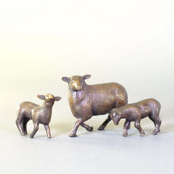 Bronze Mother Sheep with Twins by Steve Boss