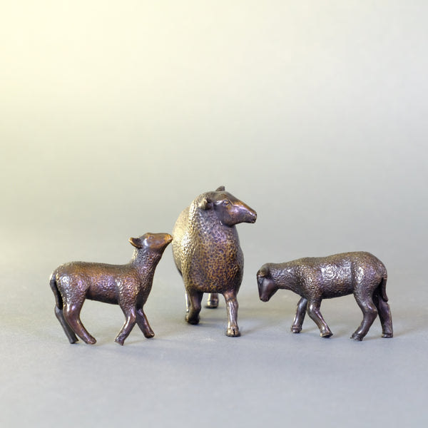 Bronze Mother Sheep with Twins by Steve Boss