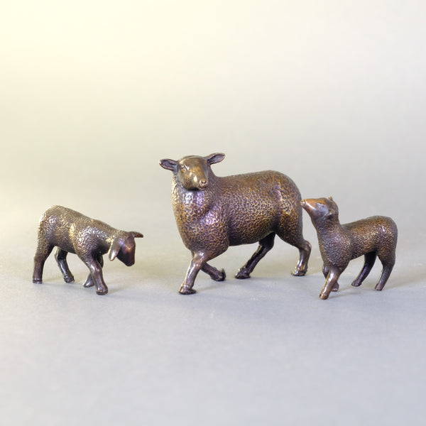 Bronze Mother Sheep with Twins by Steve Boss