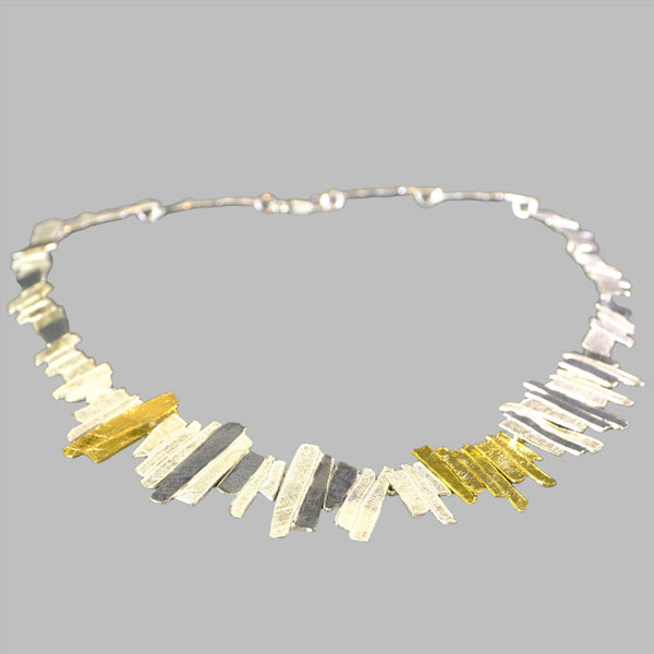 Satin Silver and Gold Plated Linked Necklace by JB Designs.