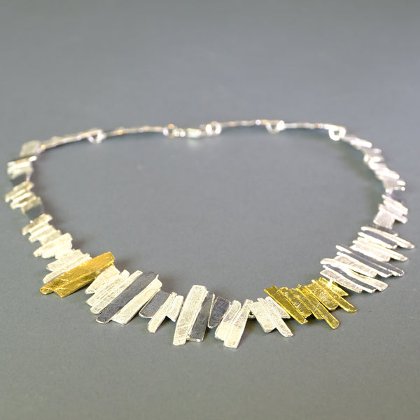 Satin Silver and Gold Plated Linked Necklace by JB Designs.