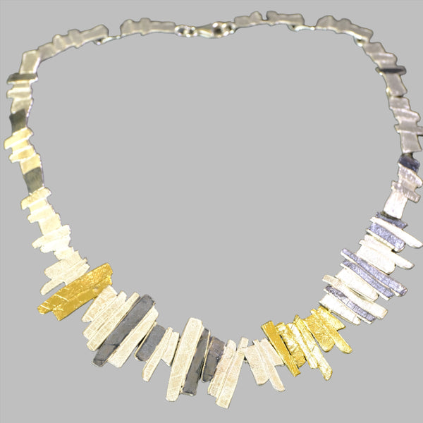 Satin Silver and Gold Plated Linked Necklace by JB Designs.