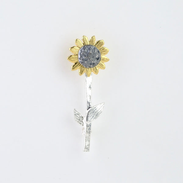 Silver Sunflower Brooch