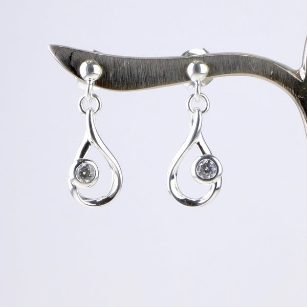 Silver and Cz Tear Drop Earrings by JB Designs.