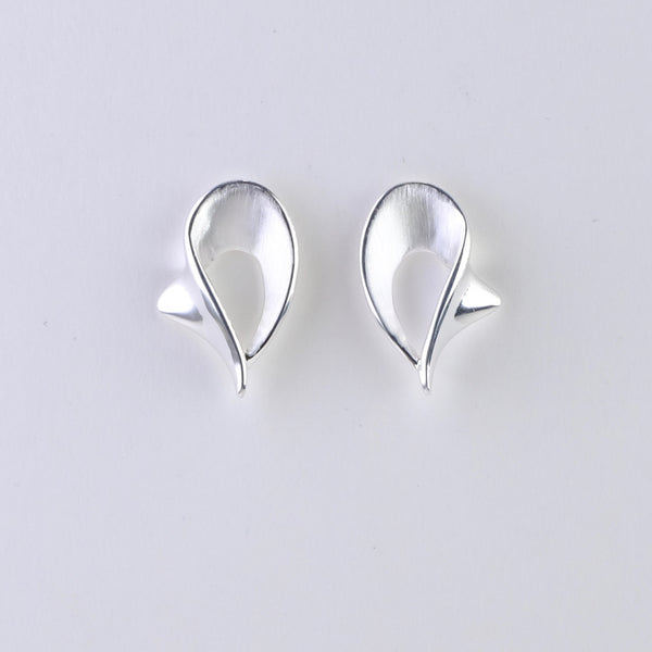 Satin Silver Stud Earrings by JB Designs.
