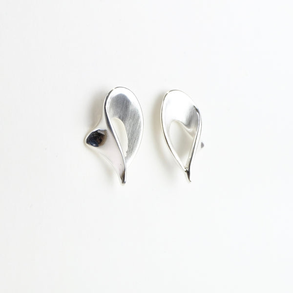Satin Silver Stud Earrings by JB Designs.