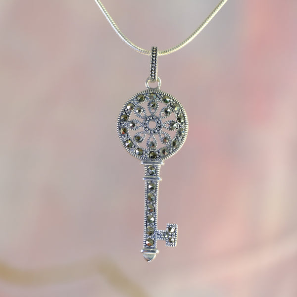 Marcasite and Silver Key Pendant.