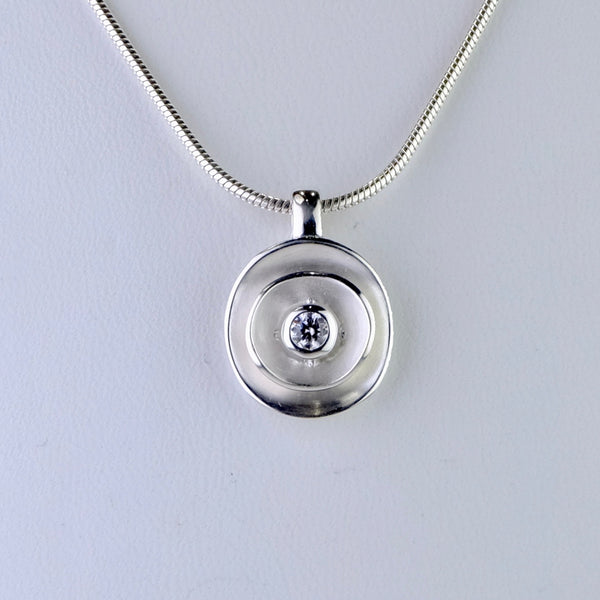 Satin Silver and Cubic Zirconia Pendant by JB Designs