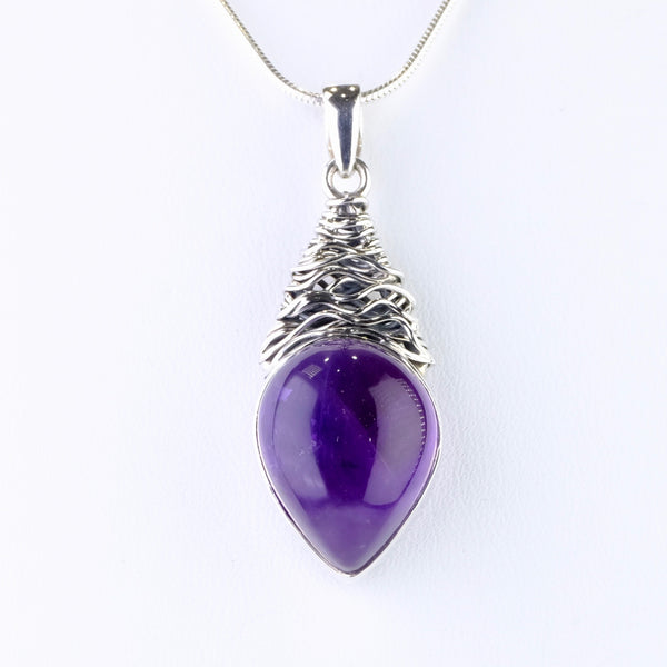 Sterling Silver Scribble and Amethyst Pendant.