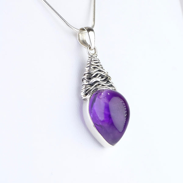 Sterling Silver Scribble and Amethyst Pendant.