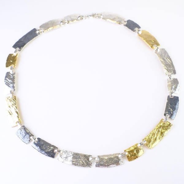 Satin Silver and Gold Plated Linked Necklace by JB Designs.