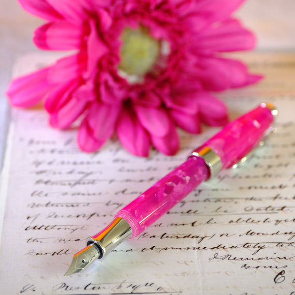 Small Resin Hot pink Fountain Pen.