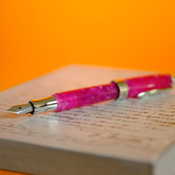 Small Resin Hot pink Fountain Pen.