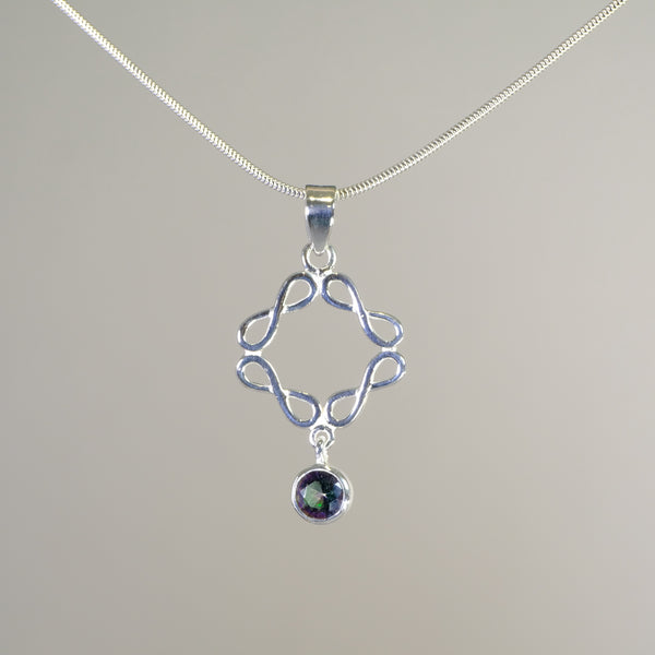 Silver and Mystic Quartz Stone Set Pendant.