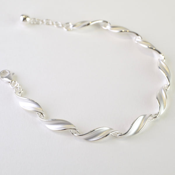 Satin Silver Linked Bracelet by JB Designs.