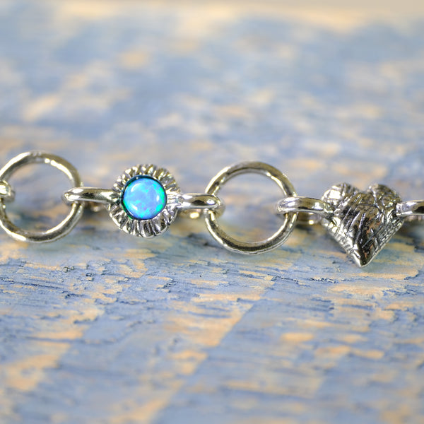 Silver Heart and Opal Bracelet.