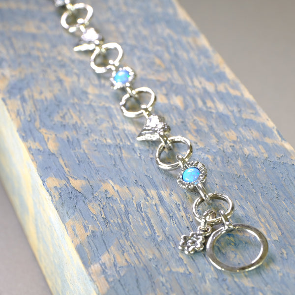 Silver Heart and Opal Bracelet.