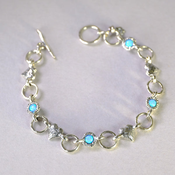 Silver Heart and Opal Bracelet.