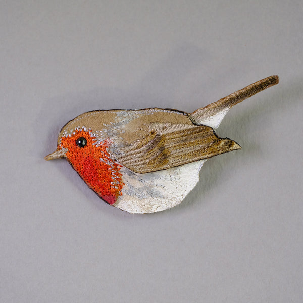 Embroidered Robin Brooch.