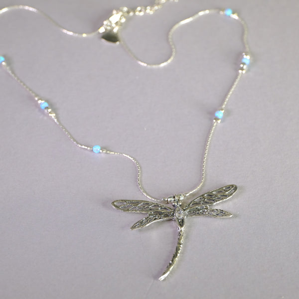 Silver and Opal Dragonfly Pendant.