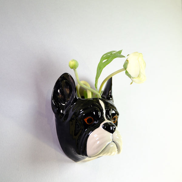 Ceramic 'French Bulldog' Wall Vase by Quail