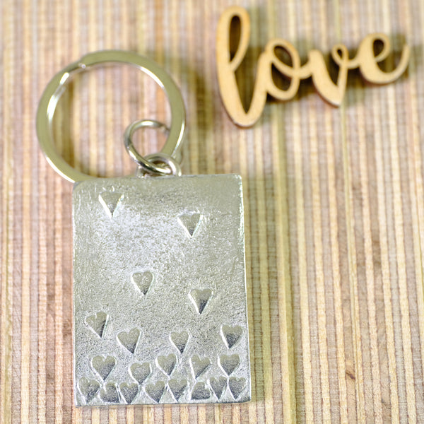 Pewter Floating Hearts Key Ring