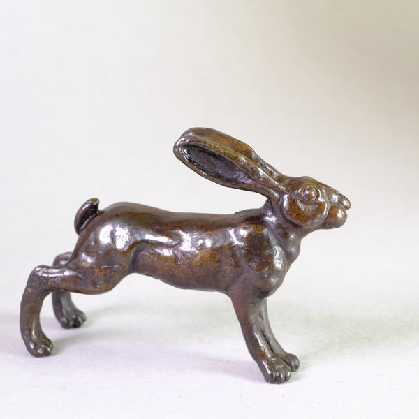 Bronze Standing Hare by Steve Langford.