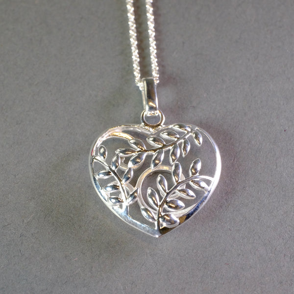 Silver Decorated Heart Shaped Pendant by 'Unique'