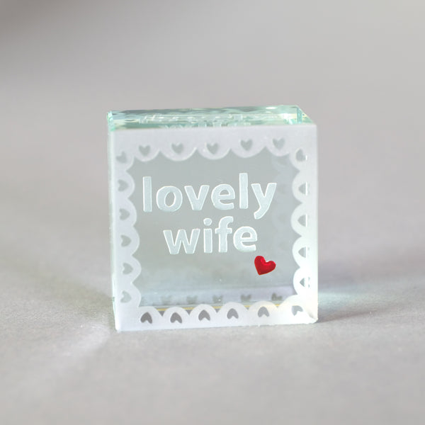 'Lovely Wife' Glass Cube Token.
