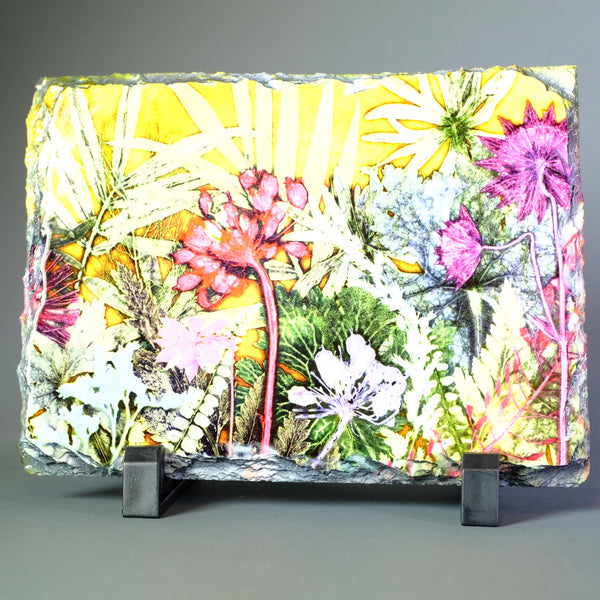 Polished Slate Plaque -' Tropical Paradise' Design