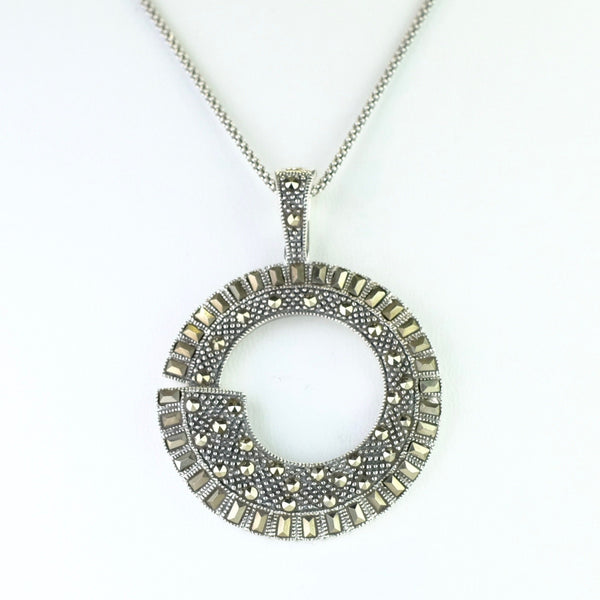 Marcasite and Silver Art Deco Style Pendant.