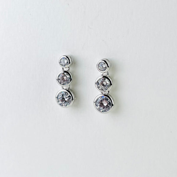 Silver and Triple Cz Drop Earrings by JB Designs.