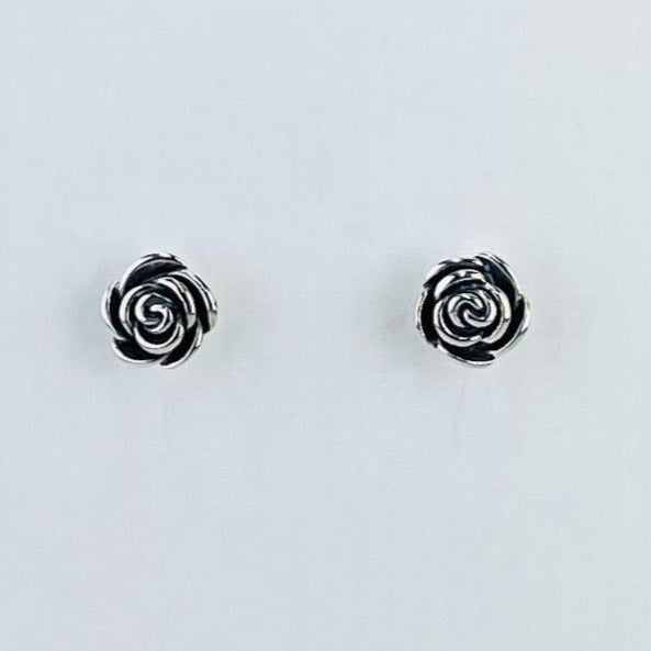 Silver Rose Stud Earrings by JB Designs.