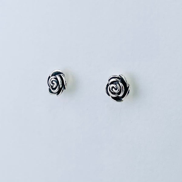 Silver Rose Stud Earrings by JB Designs.