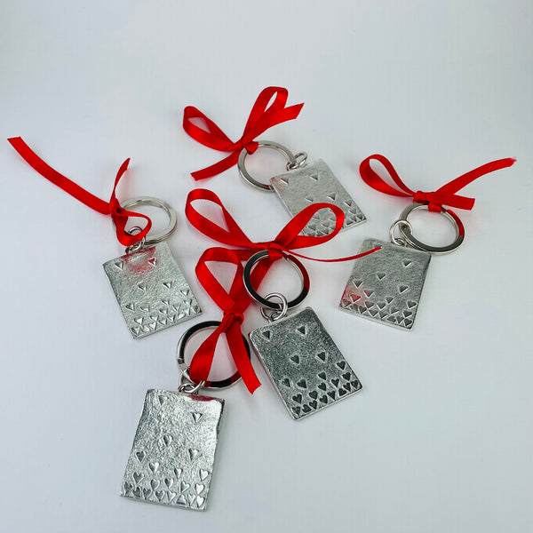 Pewter Floating Hearts Key Ring