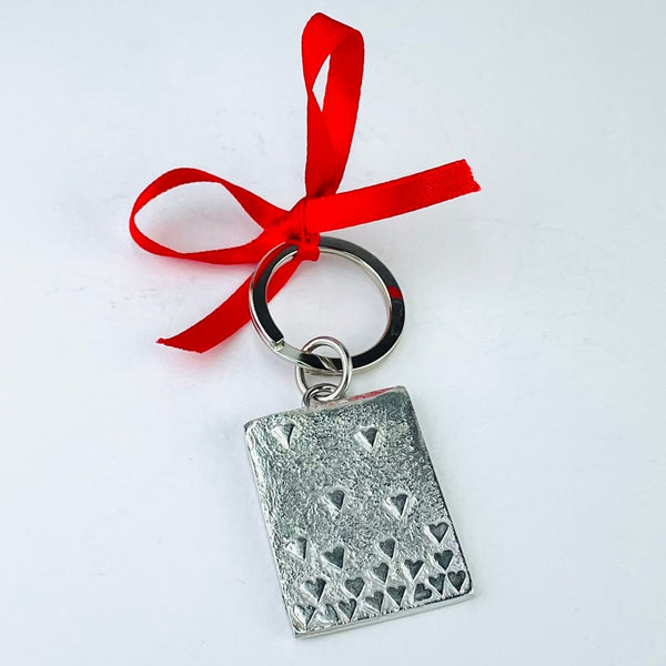 Pewter Floating Hearts Key Ring