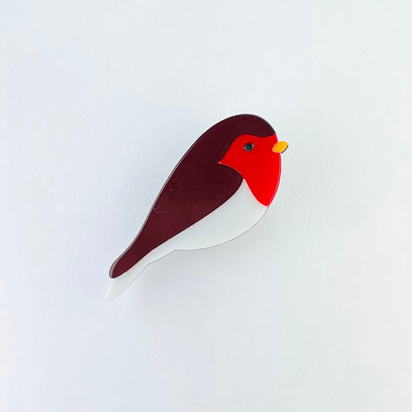 Resin Robin RedBreast Brooch.