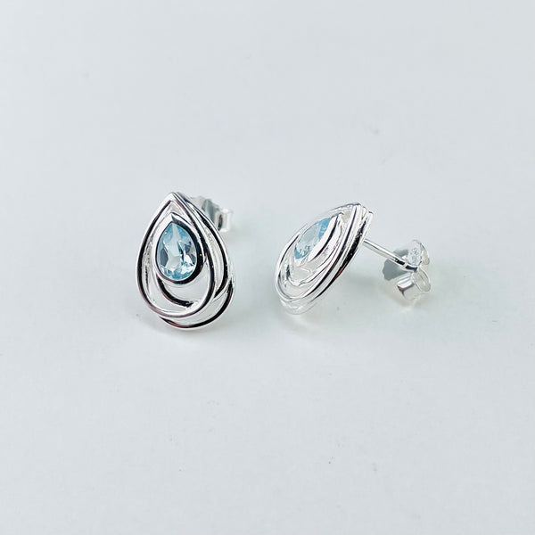 Silver and Blue Topaz Stud Earrings by JB Designs.