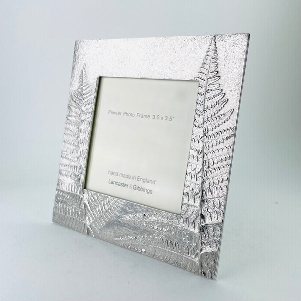 Handmade Fern Design Pewter Photograph Frame ( 3.5" x 3.5" Picture).