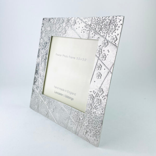 Handmade Blossom Design Pewter Photograph Frame ( 3.5" x 3.5" Picture).