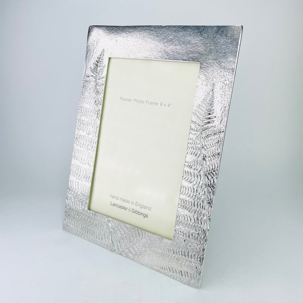 Handmade Fern Design Pewter Photograph Frame for 6" x 4" Picture.