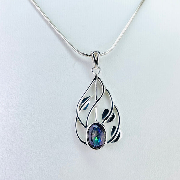 Mystic Topaz and Silver Mackintosh Inspired Pendant.