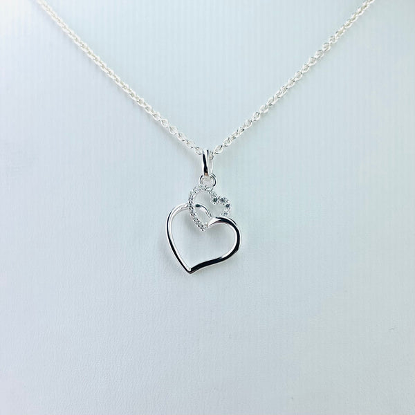 Silver Double Heart Pendant by 'Unique and Co'