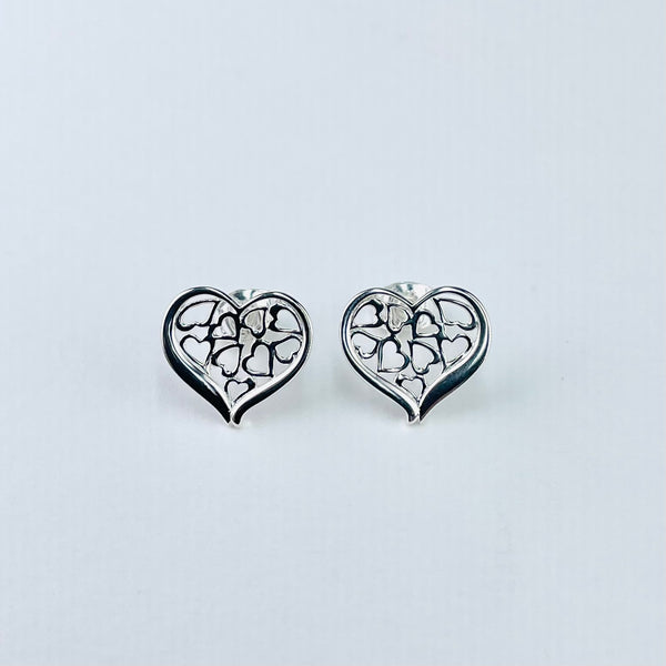 Silver Heart Stud Earrings by 'Unique and Co'