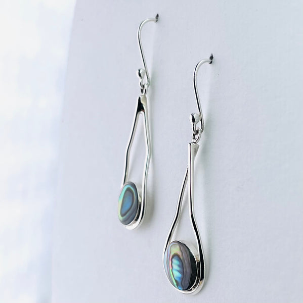 Circular Abalone in a Tear Drop Earrings.