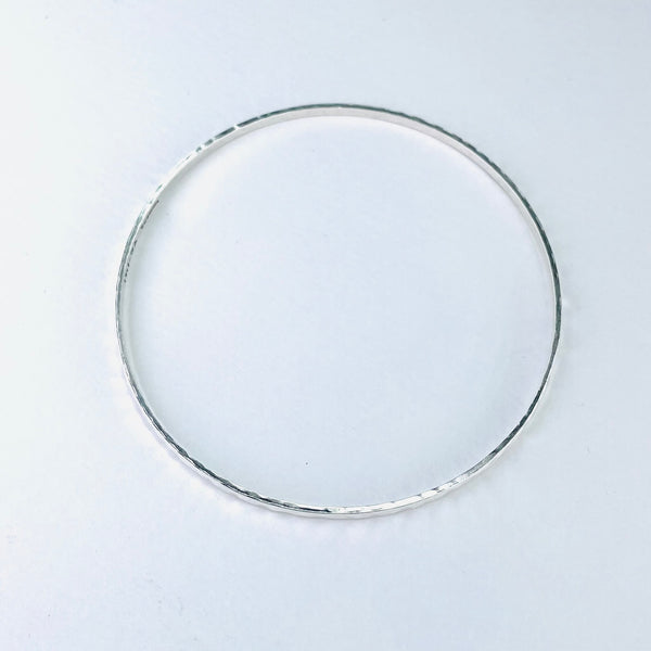 Delicate Hammered Sterling Silver Bangle Bracelet.