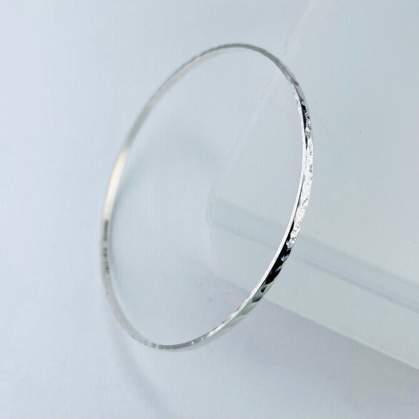 Delicate Hammered Sterling Silver Bangle Bracelet.