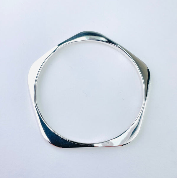 Five Curves Sterling Silver Bangle.